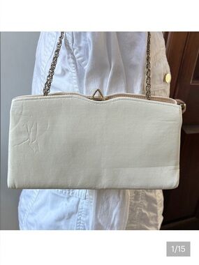 Mardane Vintage 50’s clutch  hand/shoulder bag  leather in cream  day or evening